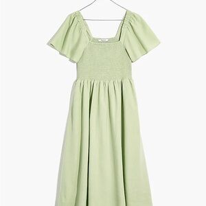 Madewell Linen-Blend Lucie Smocked Midi Dress XXS